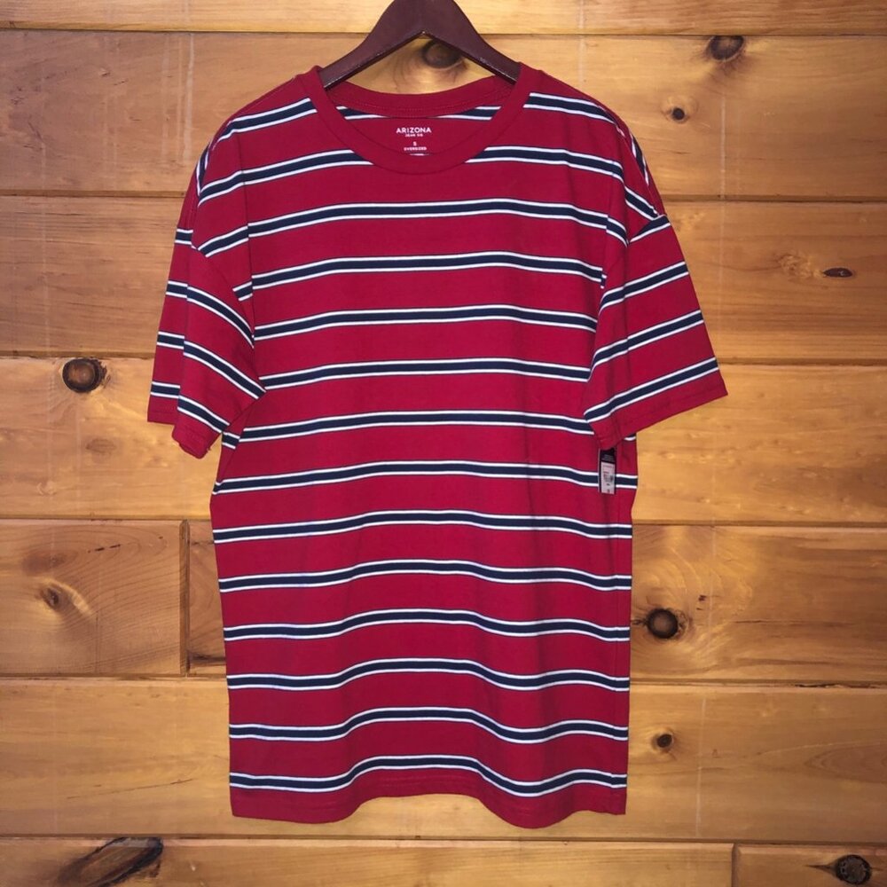 Oversized Red and Blue Horizontal Striped Tee